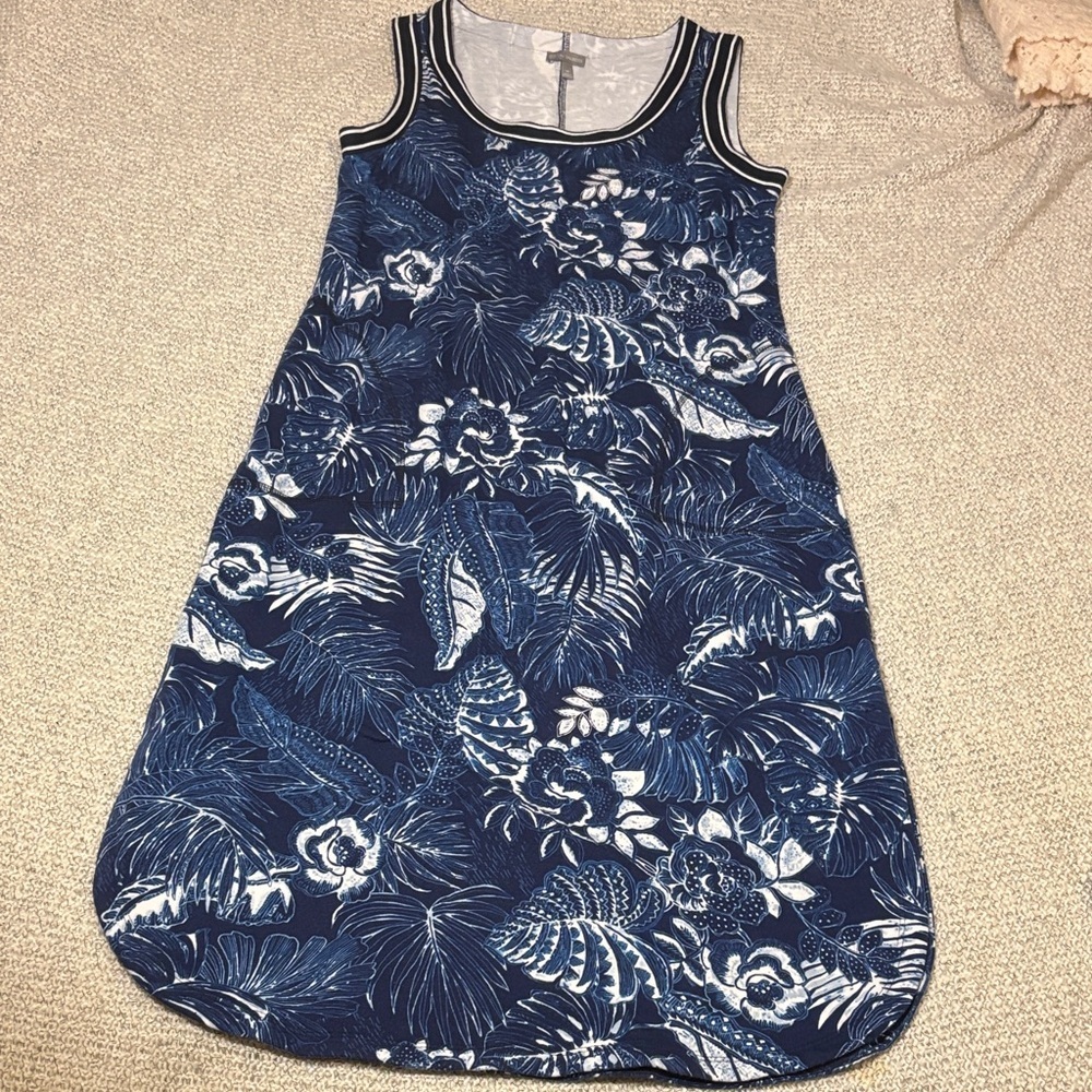 T by Talbots Floral Hawaiian Print Sleeveless Sporty Midi Dress, Pockets